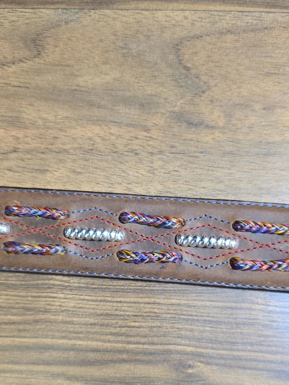 Justin Leather Belt with Decorative Silver Buckle And Embellishments